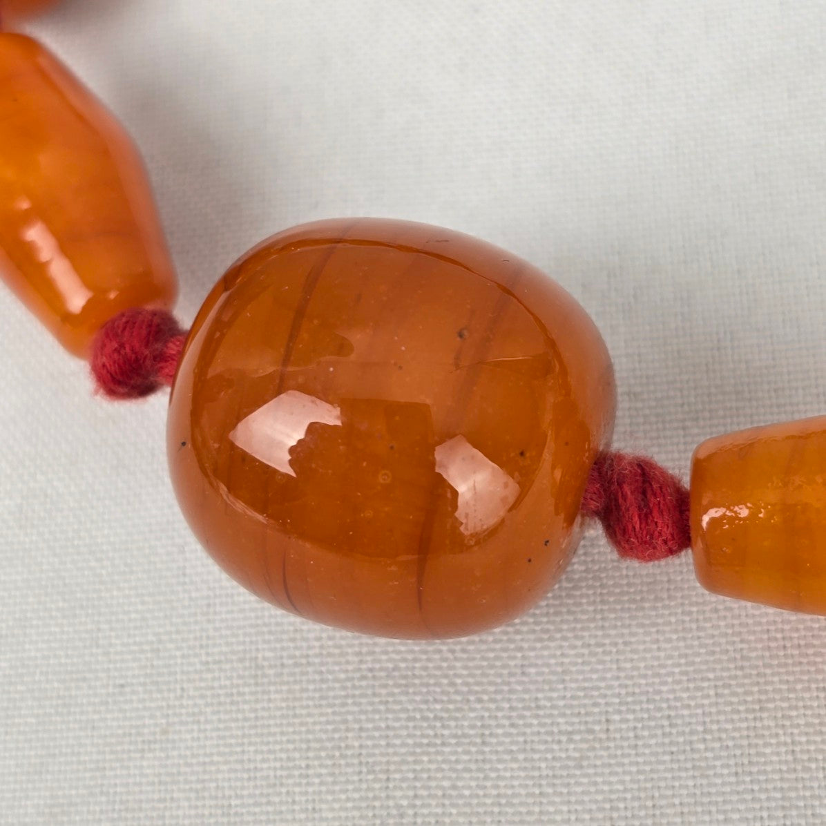 Orange Glass Hand Knotted Chunky Beaded Statement Necklace