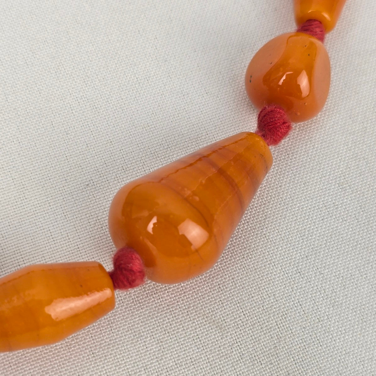 Orange Glass Hand Knotted Chunky Beaded Statement Necklace