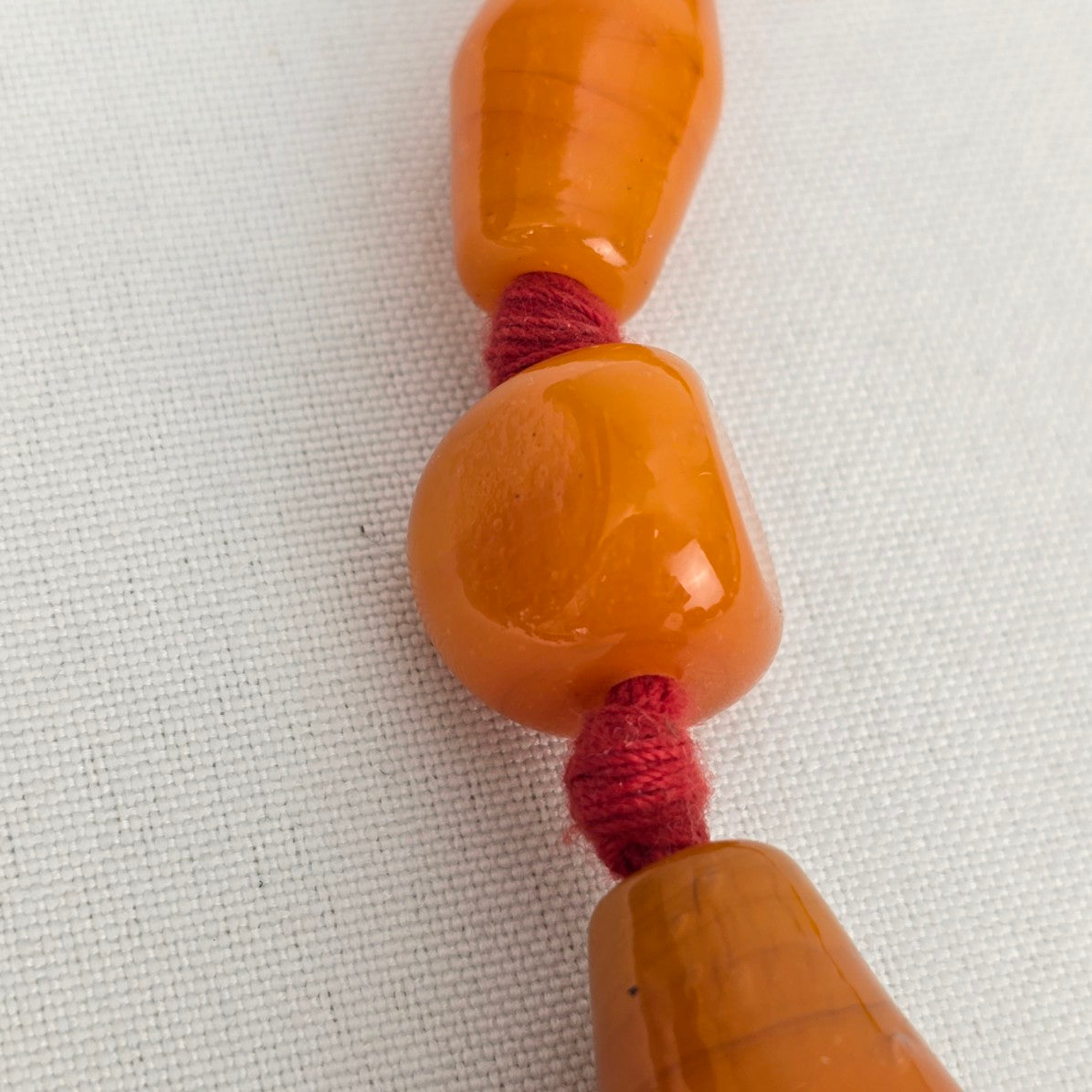 Orange Glass Hand Knotted Chunky Beaded Statement Necklace