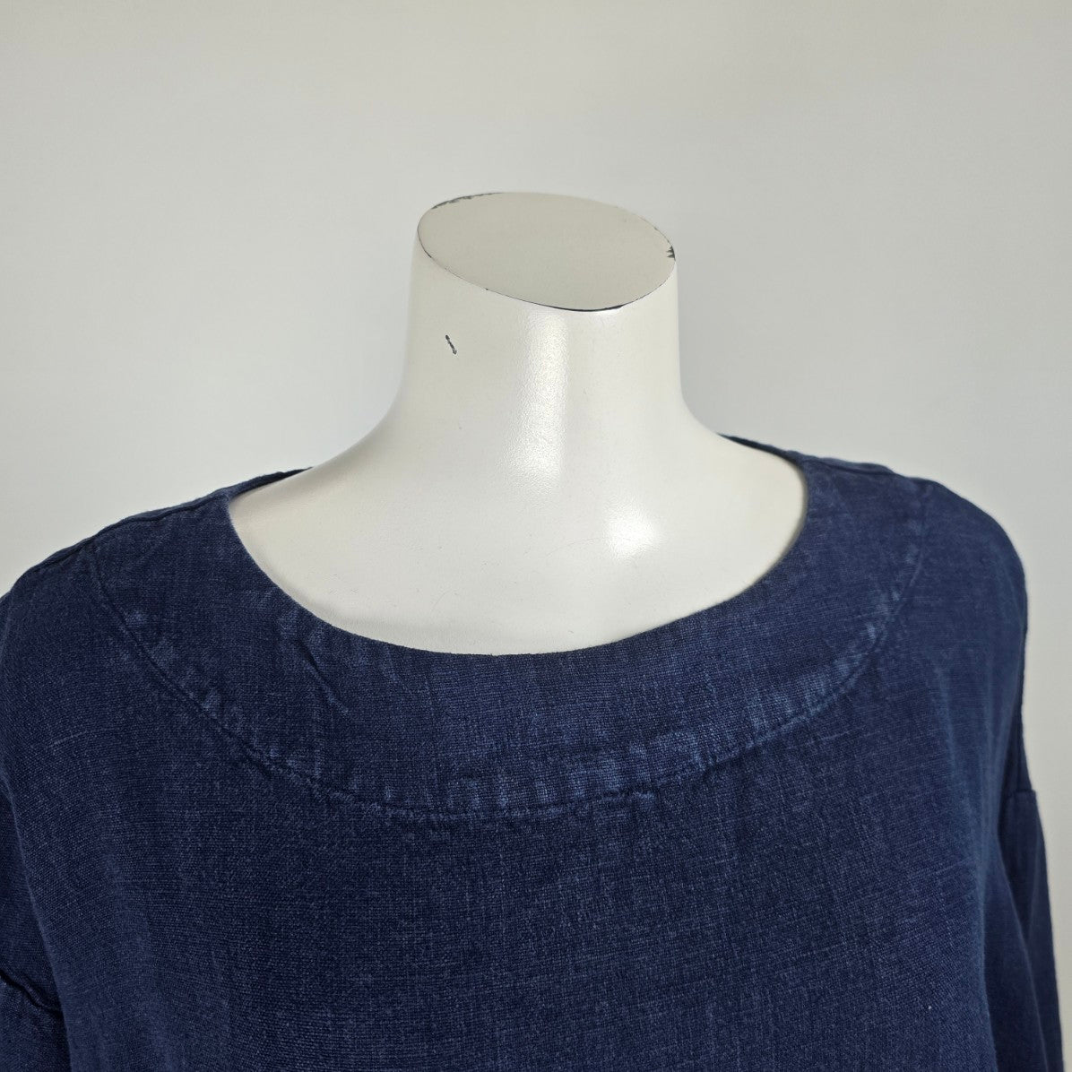 Bryn Walker Navy Blue Linen Long Sleeve Blouse Size XS