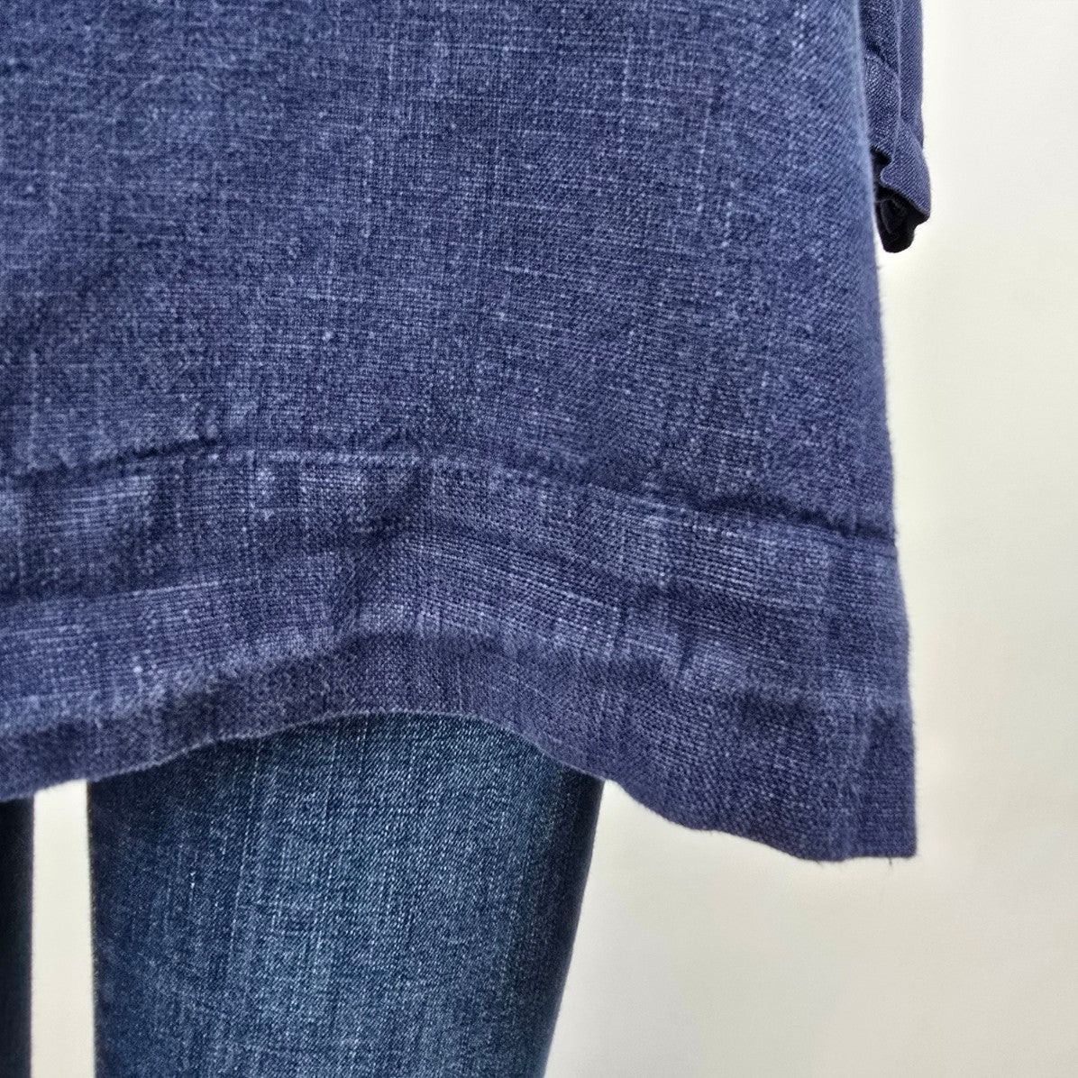 Bryn Walker Navy Blue Linen Long Sleeve Blouse Size XS