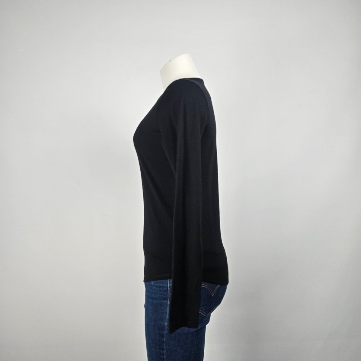 Cloud Veil Black Merino Wool Base Layer Long Sleeve Top Size XS