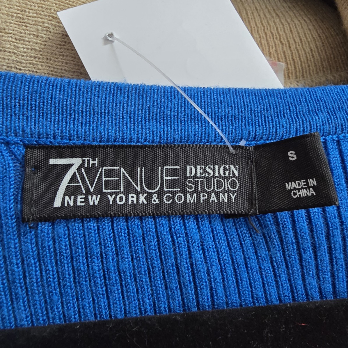 7th Avenue Design Studio Blue Knit Flare Sleeve Sweater Size S