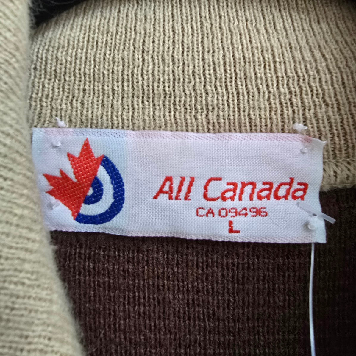 Vintage All Canada Brown Zip Up cardigan Jacket Size L