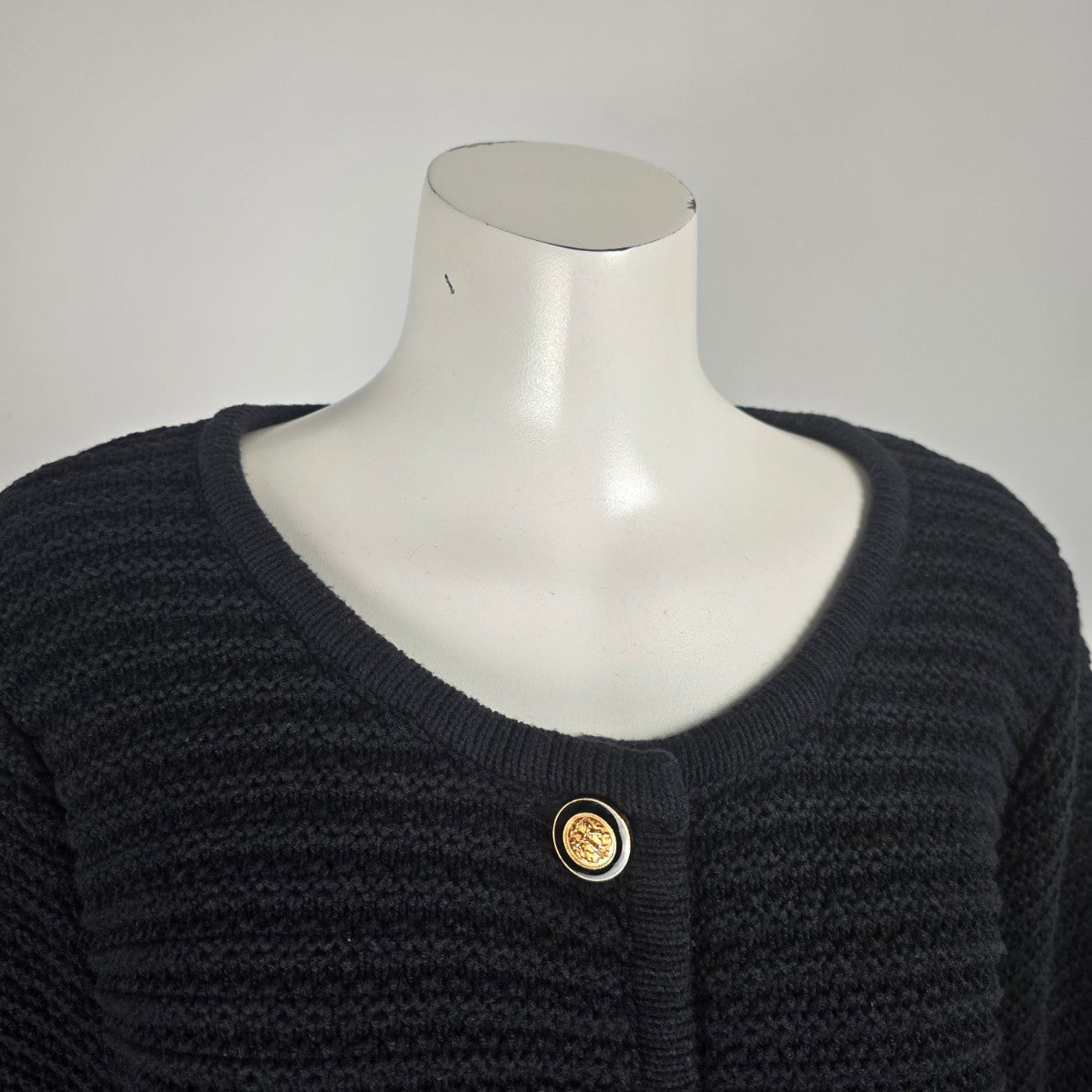 Gemma + Jane Black Cotton Knit Button Up Cardigan Size XL