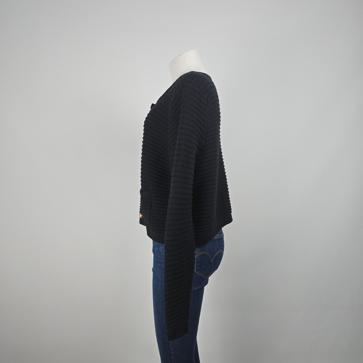 Gemma + Jane Black Cotton Knit Button Up Cardigan Size XL