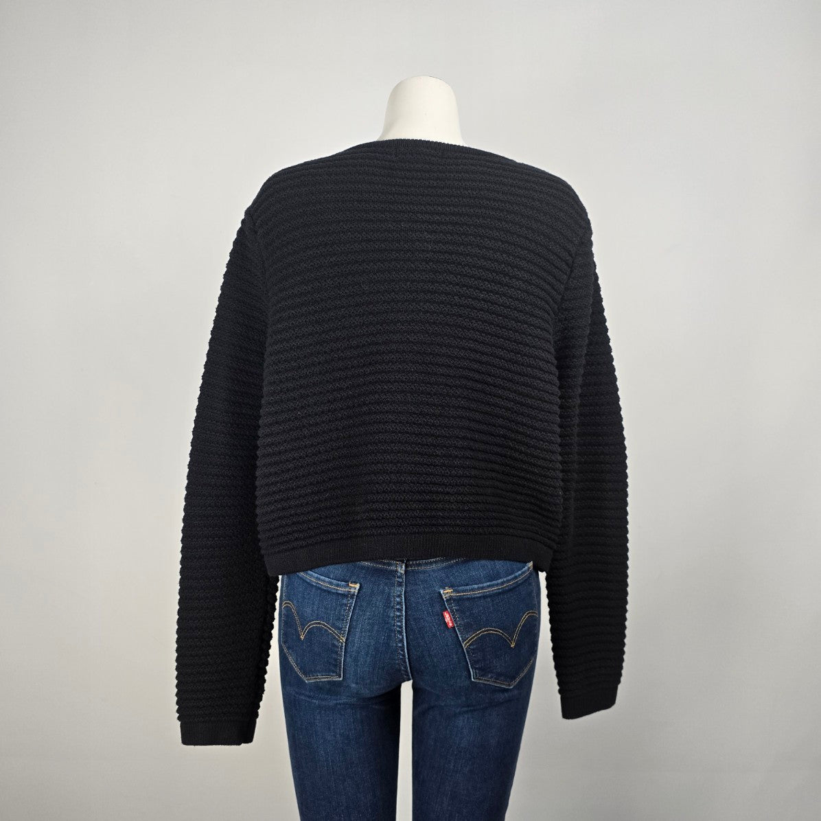 Gemma + Jane Black Cotton Knit Button Up Cardigan Size XL