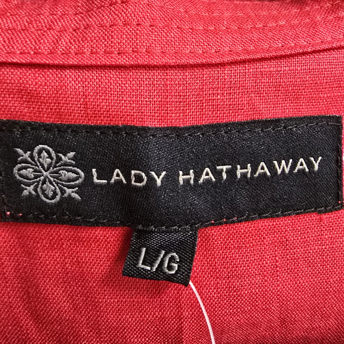 Lady Hathaway Red Linen Button Up Blouse Top Size L