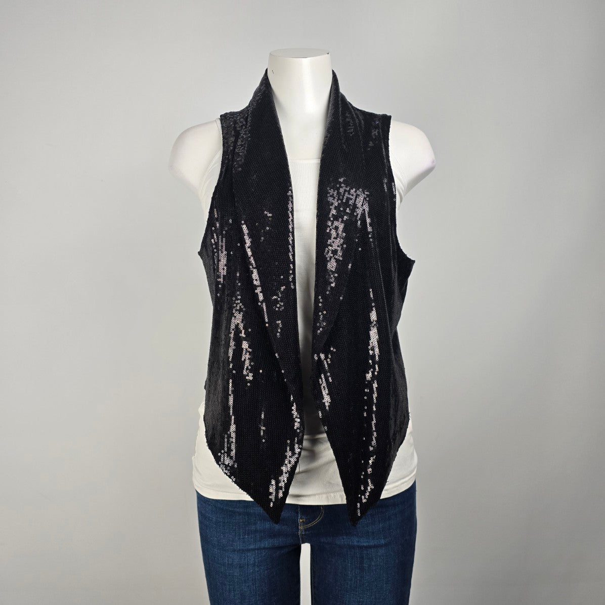 Katherine Barclay Black Sequined Vest Size XL