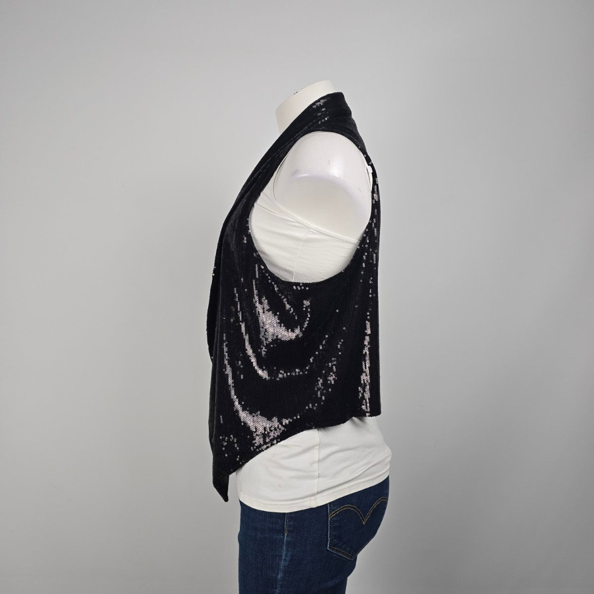 Katherine Barclay Black Sequined Vest Size XL
