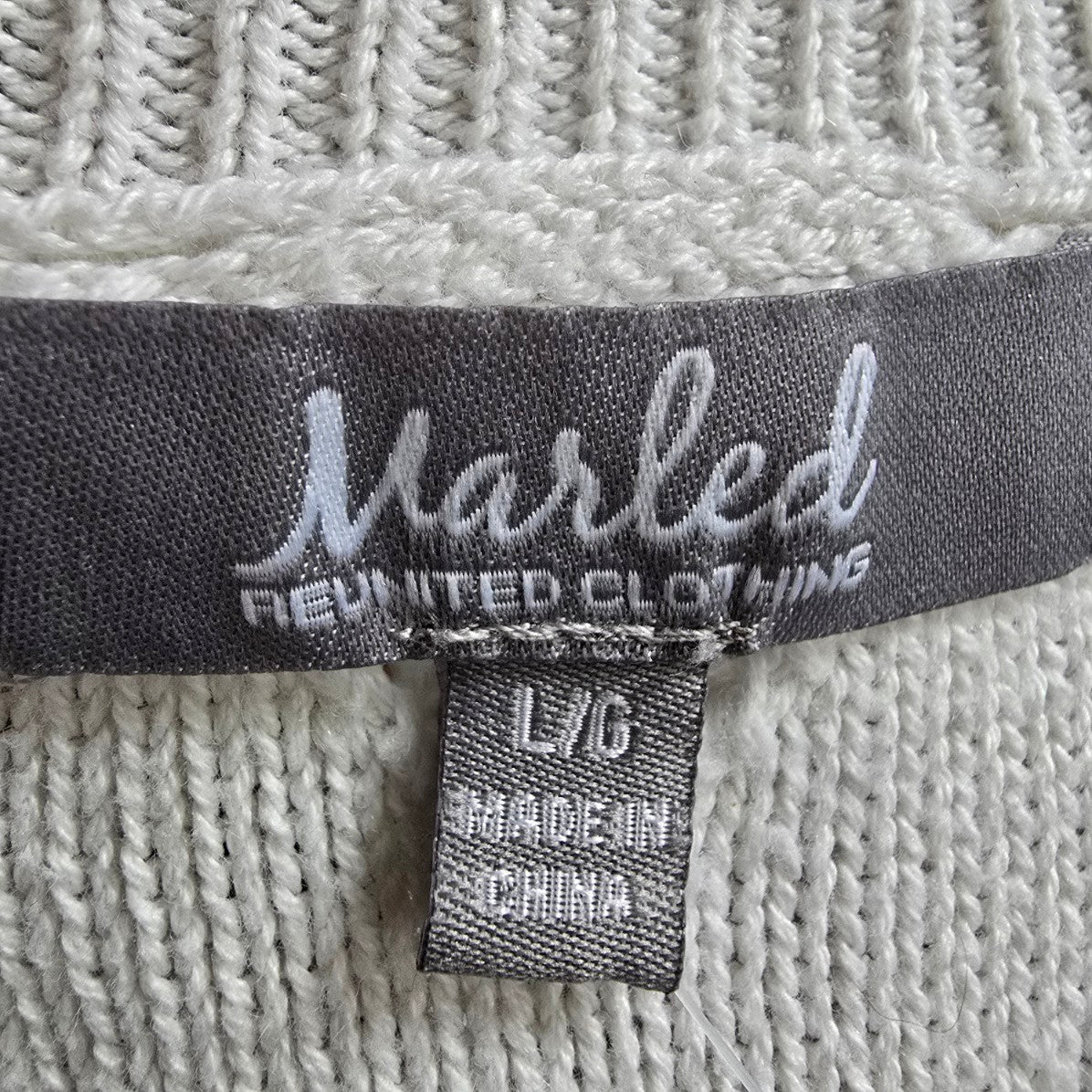 Marled Reunited Clothing Cream Knit Cotton Button Up Cardigan Size L