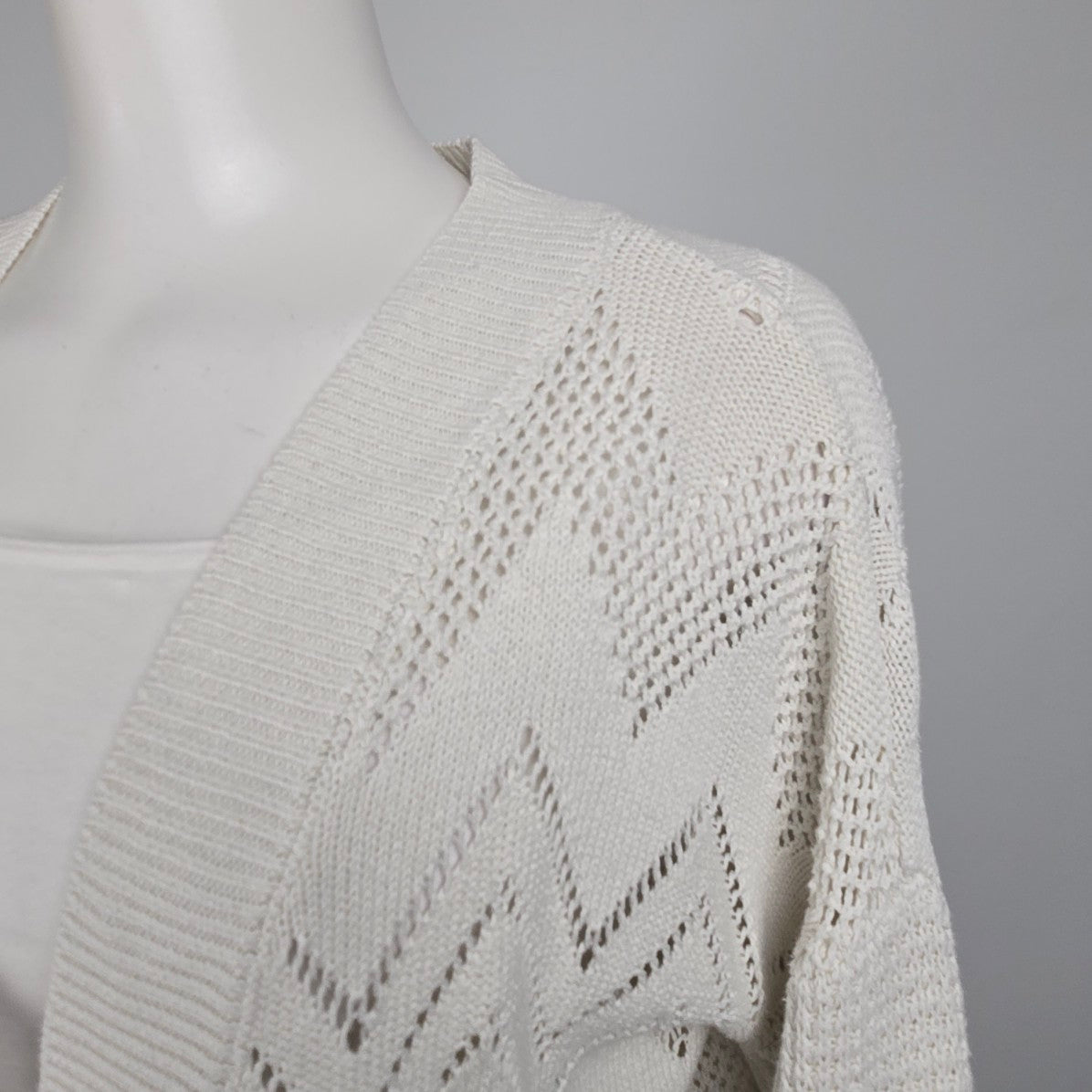 Marled Reunited Clothing Cream Knit Cotton Button Up Cardigan Size L