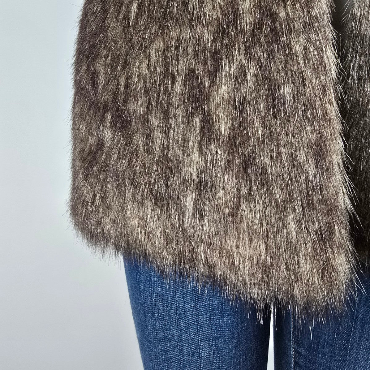 Brown Faux Fur Vest Size L