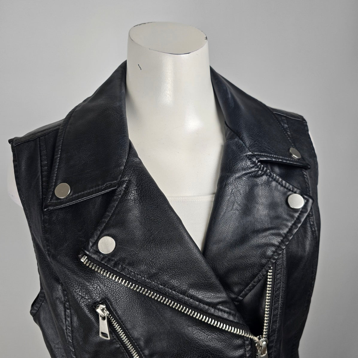 Addition Elle Black Vegan Leather Zip Up Moto Vest Size 1X