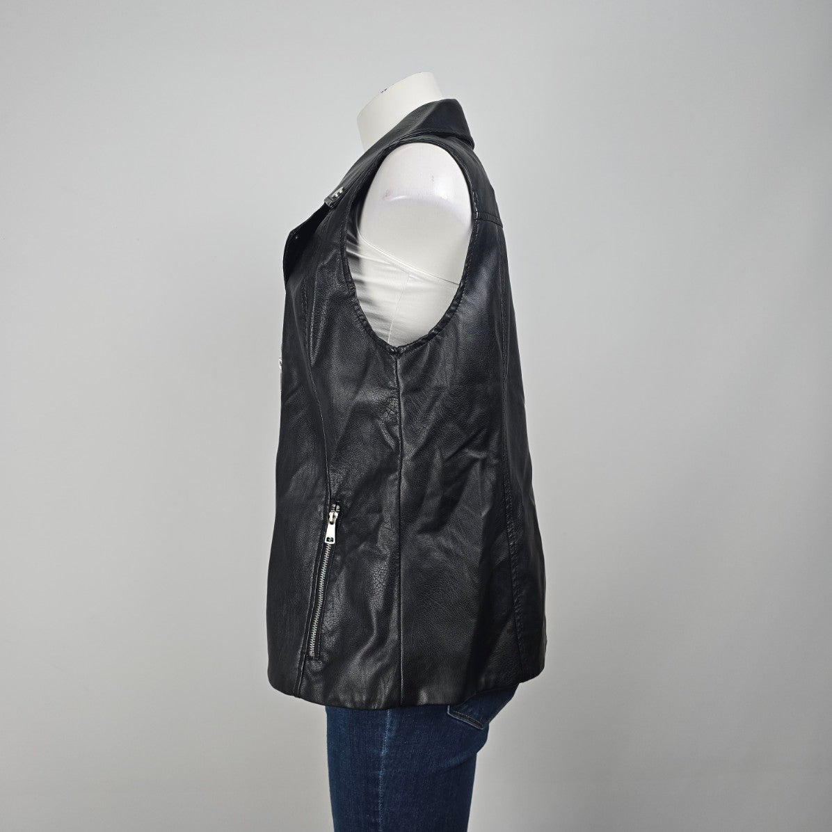 Addition Elle Black Vegan Leather Zip Up Moto Vest Size 1X