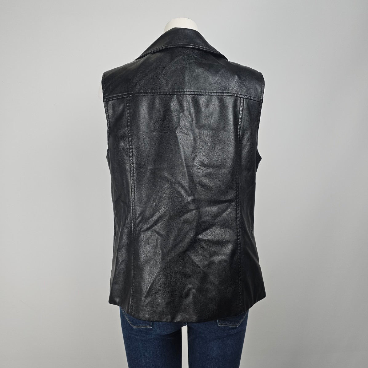 Addition Elle Black Vegan Leather Zip Up Moto Vest Size 1X