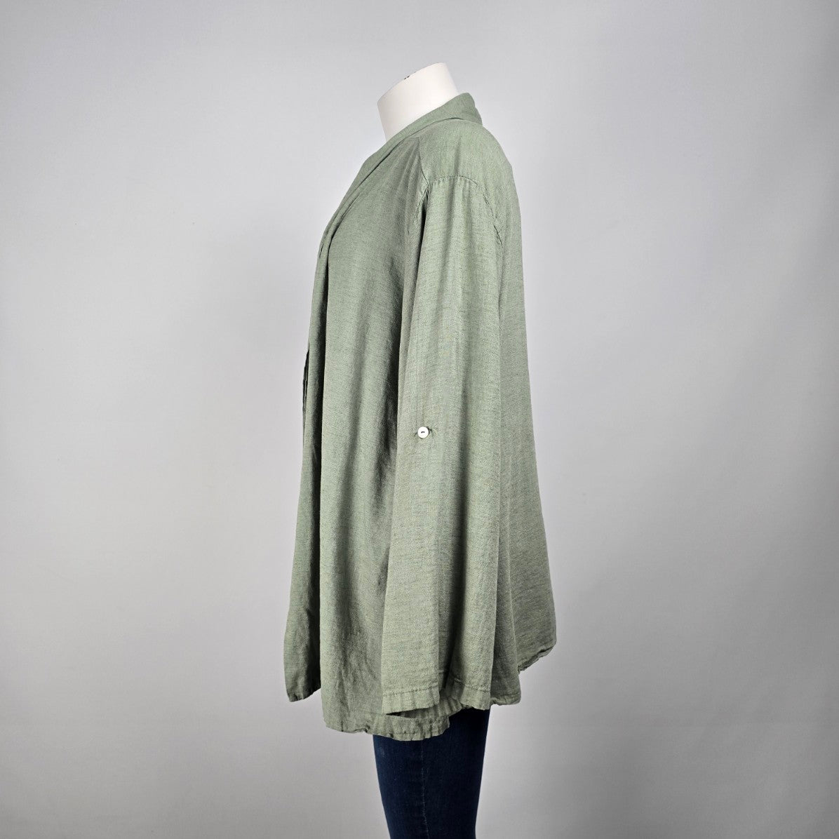 Bellambria Green Linen Cardigan Size 3X