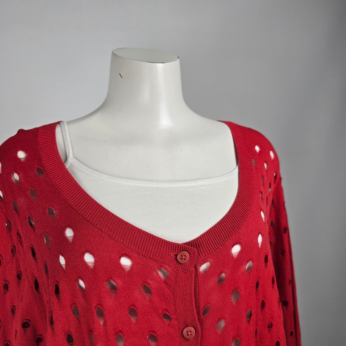Peningtons Red Knit Button Up Cardigan Size 2X