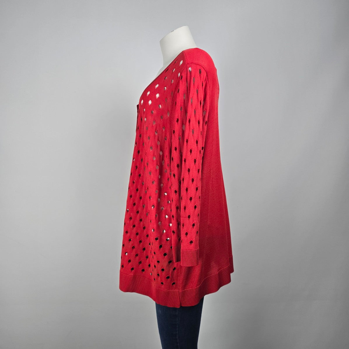 Peningtons Red Knit Button Up Cardigan Size 2X
