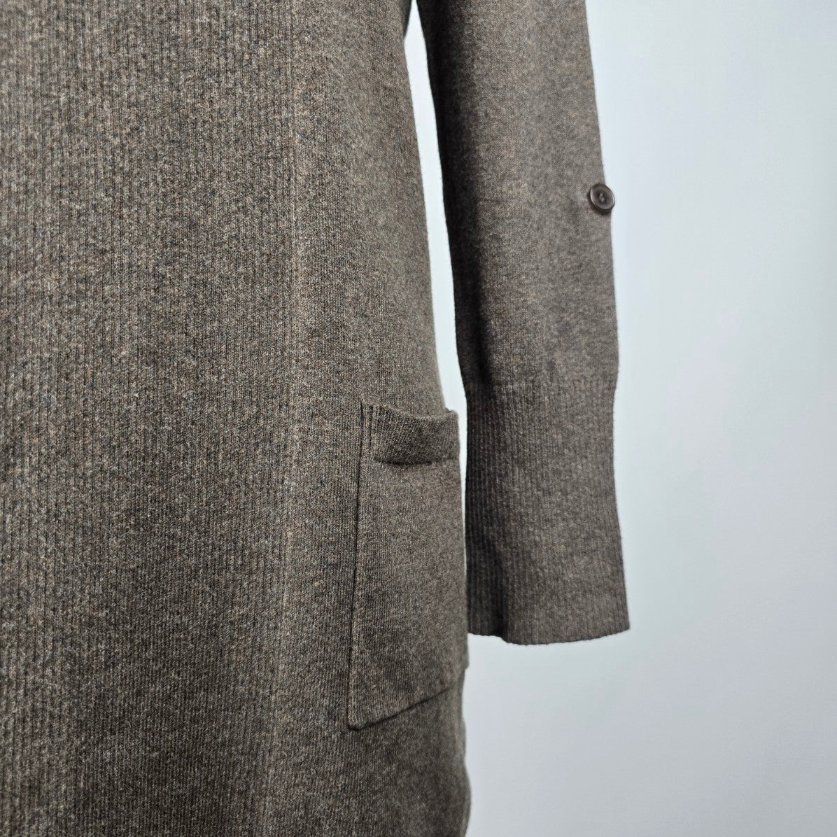 Kersh Brown Cotton Long Line Cardigan Size S