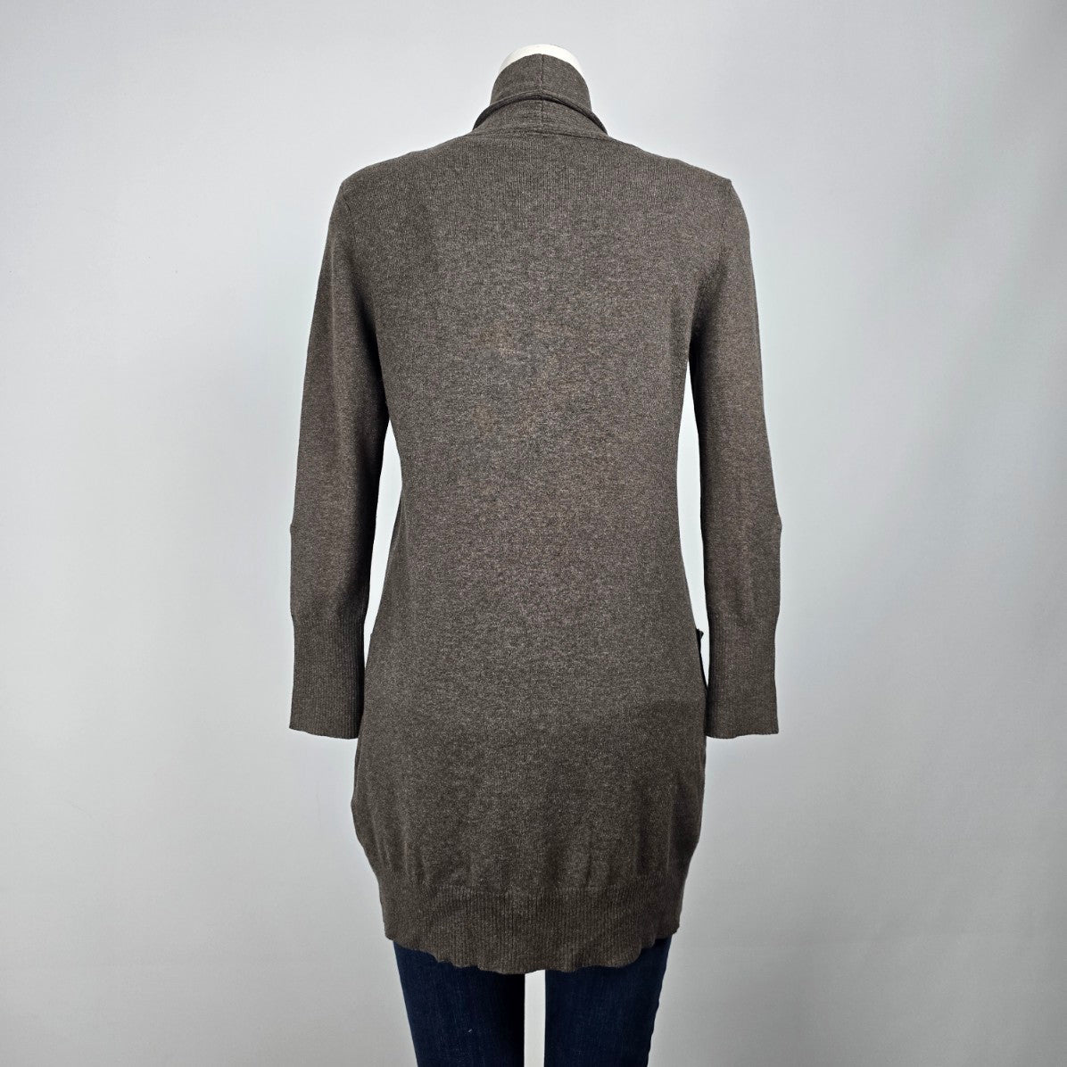 Kersh Brown Cotton Long Line Cardigan Size S