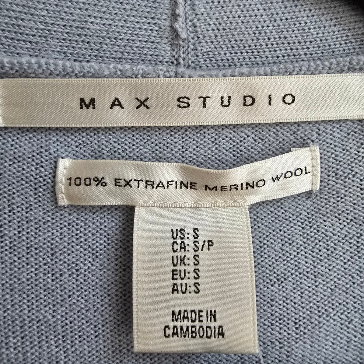 Max Studio Light Blue Merino Wool Knit Cardigan Size S
