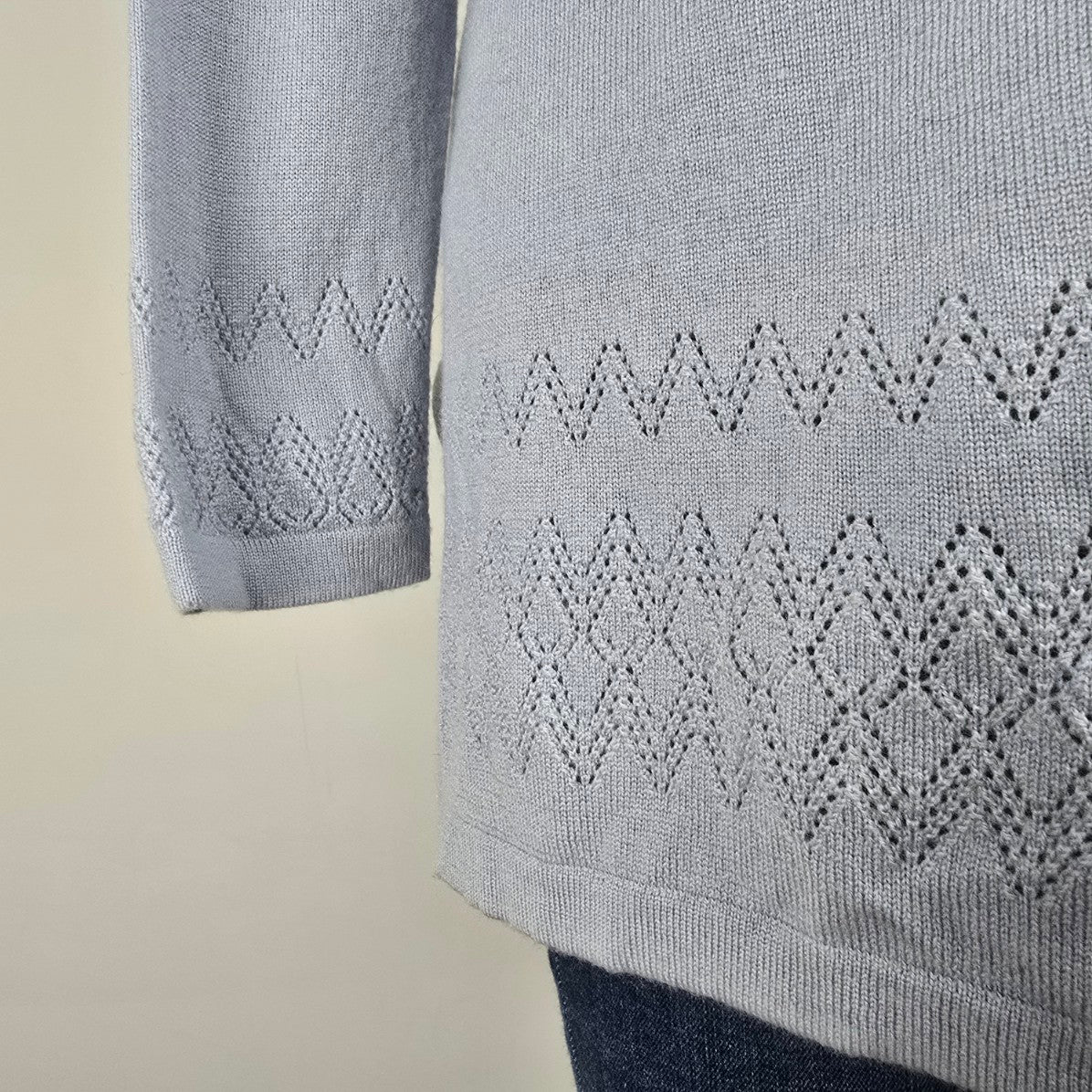 Max Studio Light Blue Merino Wool Knit Cardigan Size S