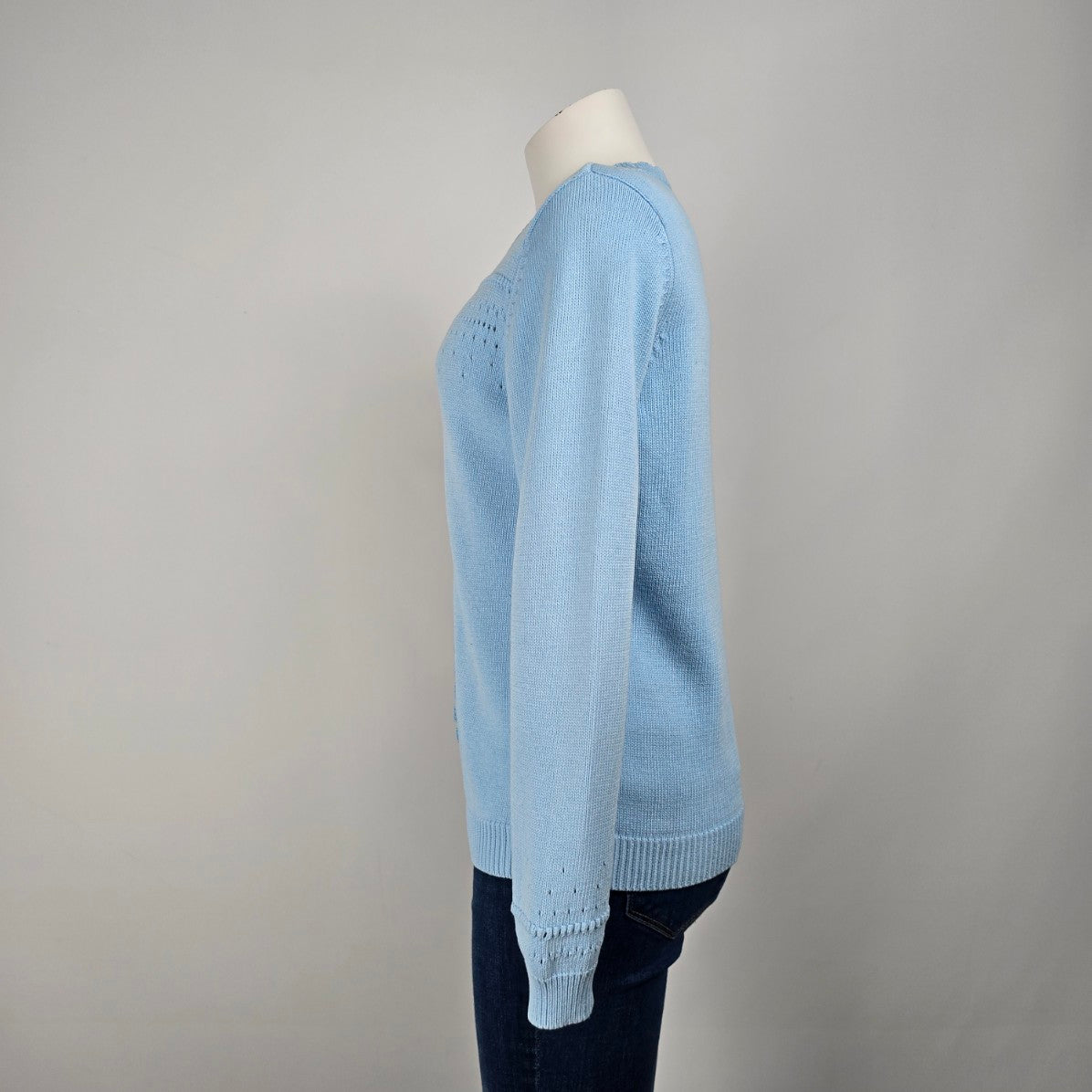 Blue Knit Button Up Cardigan Size M