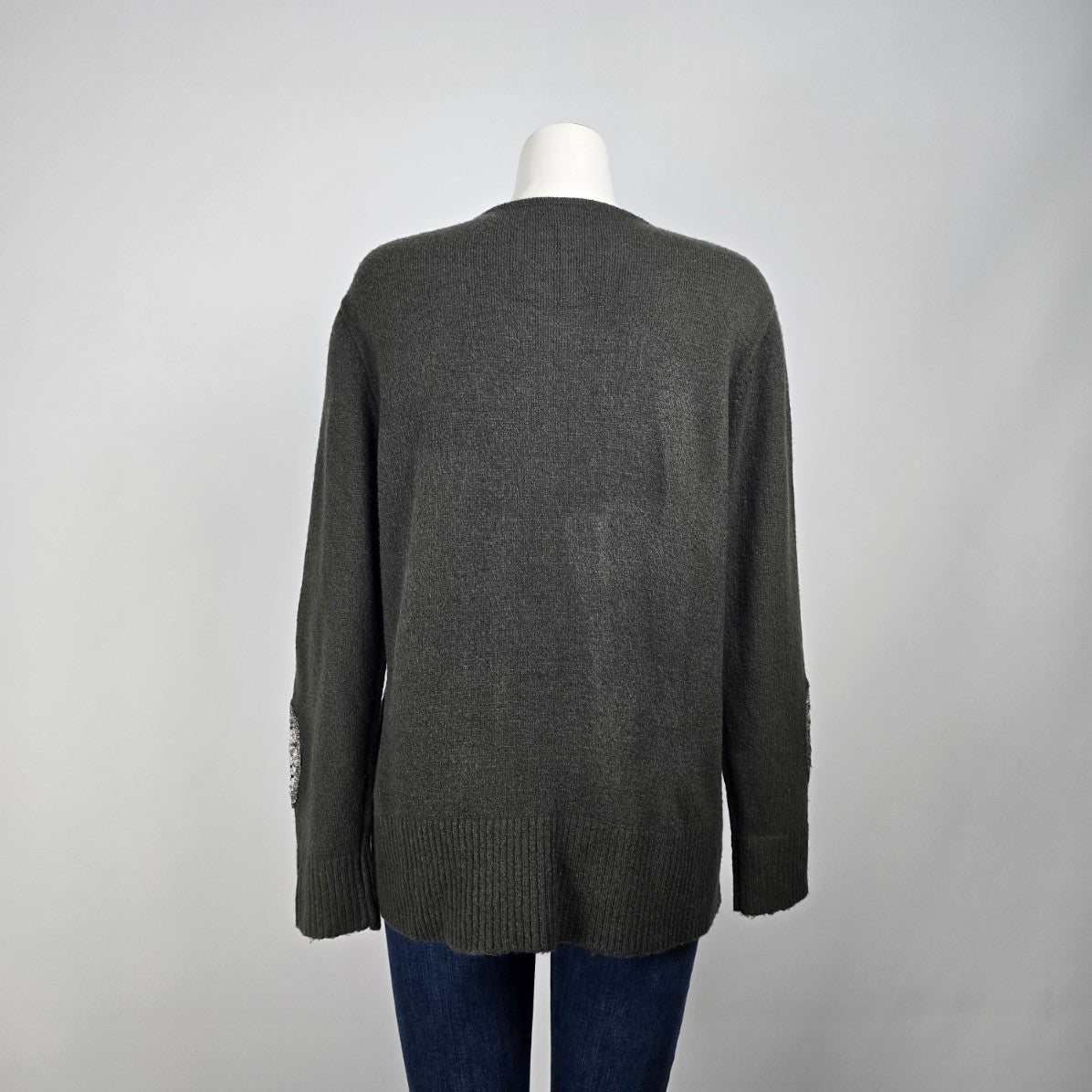 Variations Grey Knit Button Up Cardigan Size XL