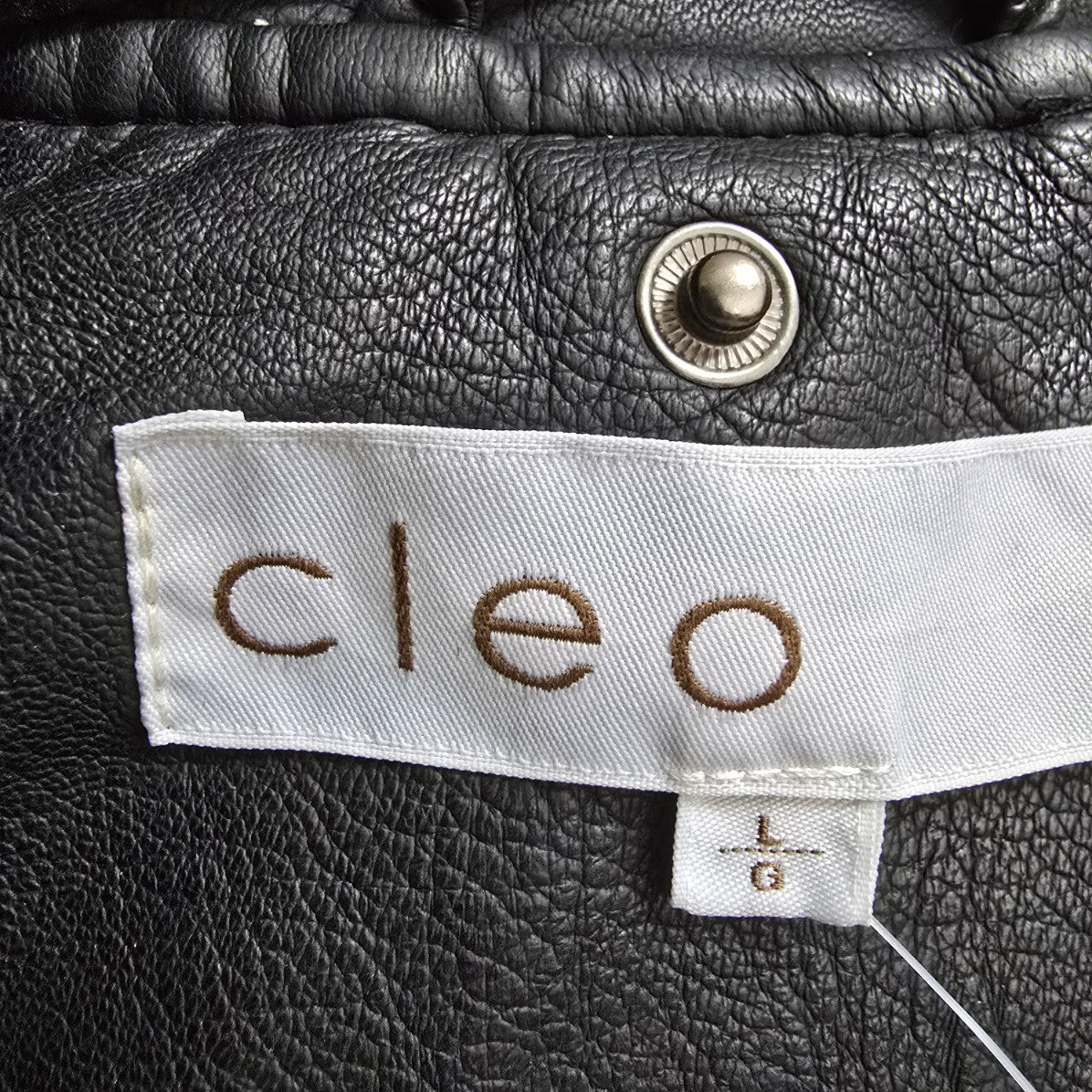 Cleo Black Vegan Leather Moto Jacket Size L