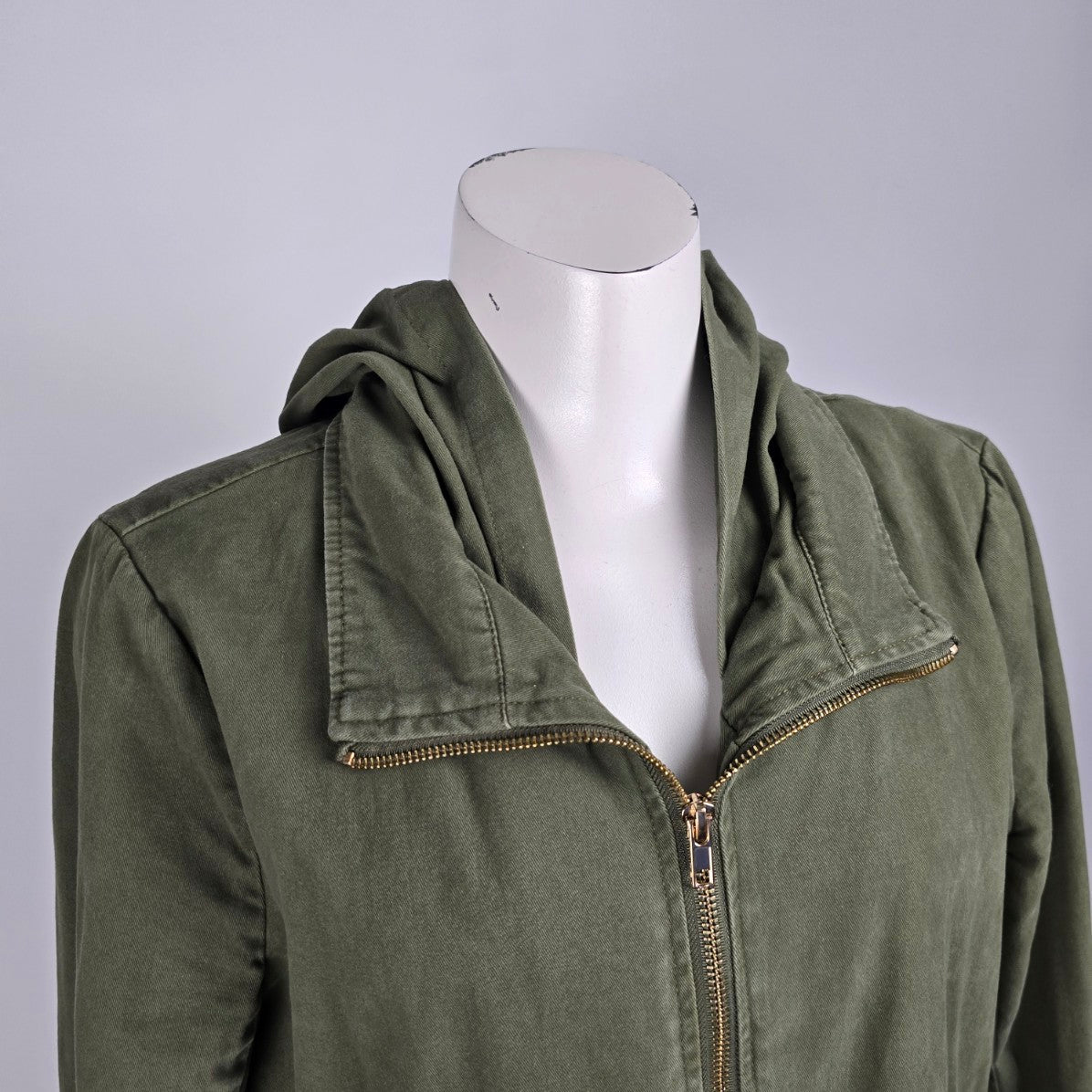 Just Fab Green Cotton Zip Up Light Jacket Size L