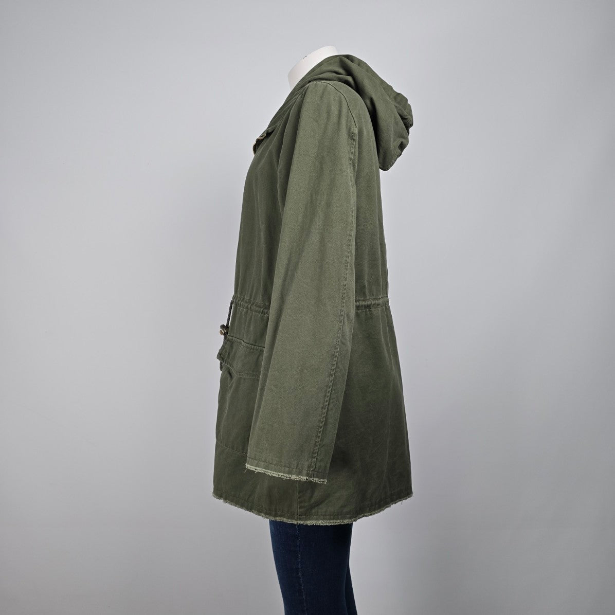 Just Fab Green Cotton Zip Up Light Jacket Size L