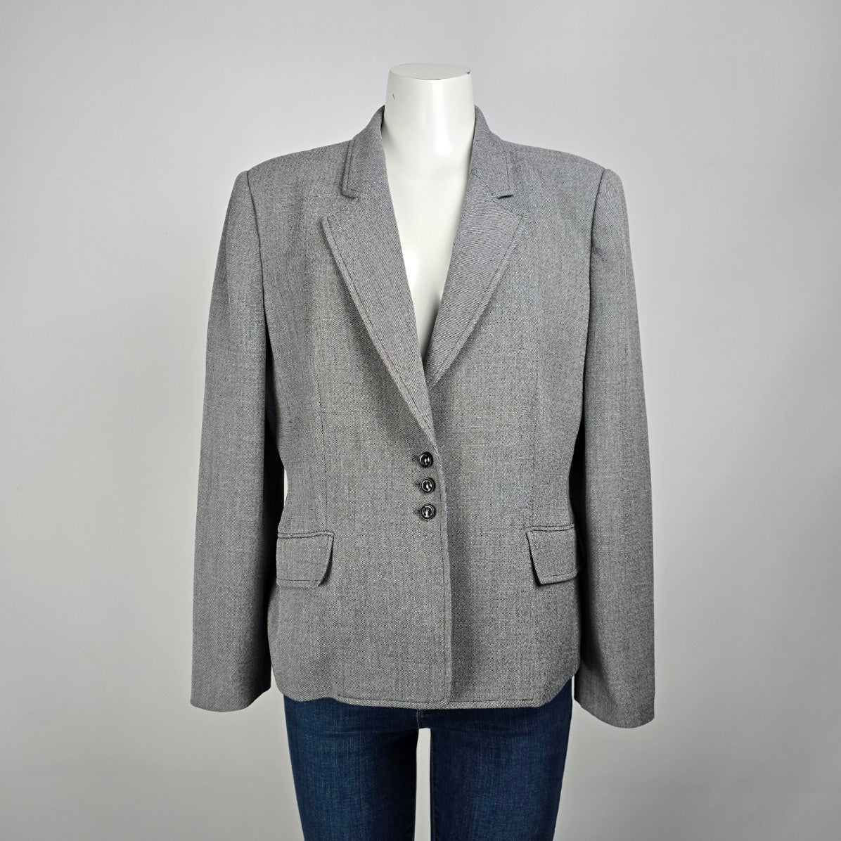 Anne Klein Grey Button Up Blazer Size 14P