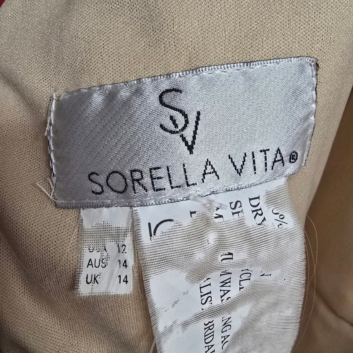 Sorella Vita Cream Gold Sequined Grad Event Gown Size 12