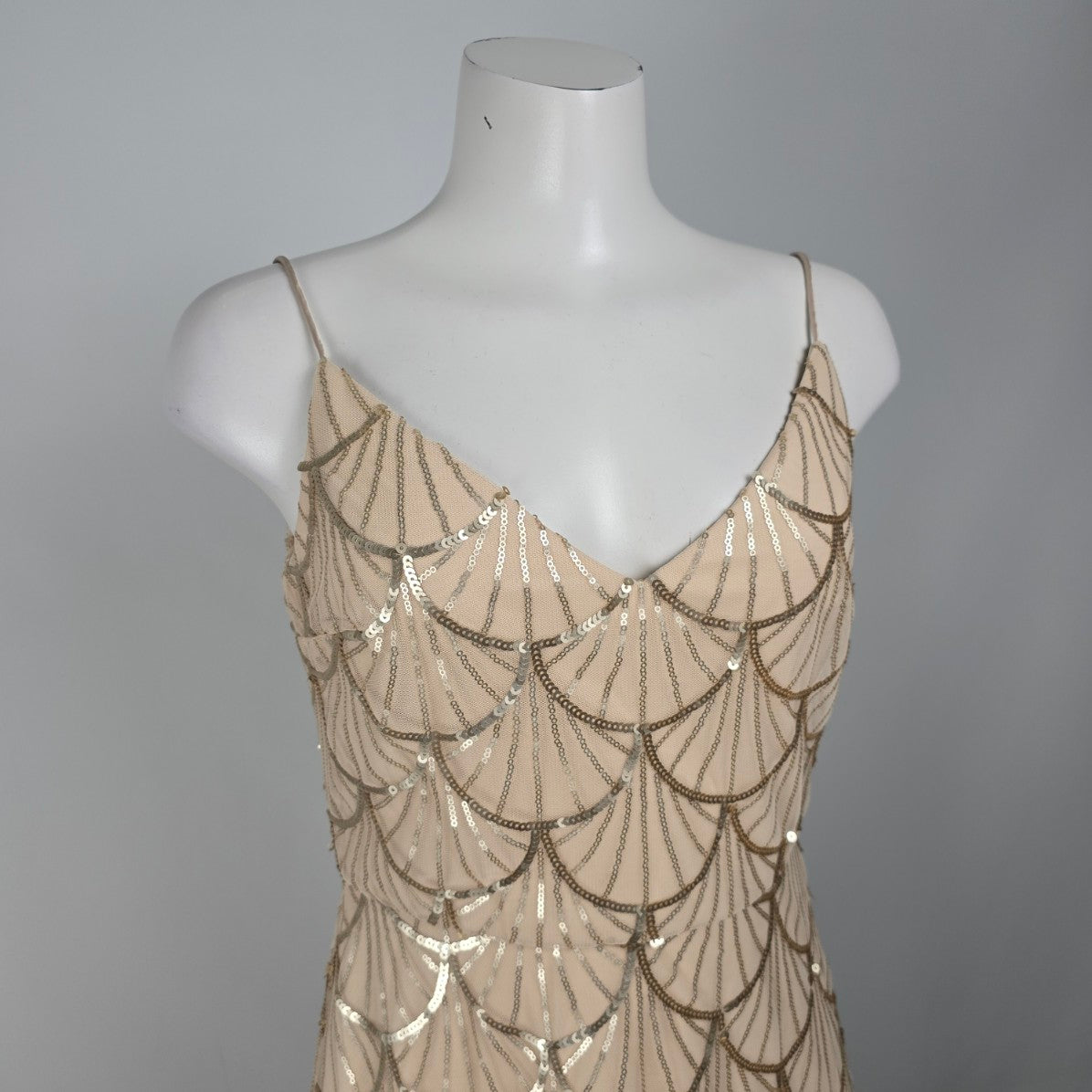 Sorella Vita Cream Gold Sequined Grad Event Gown Size 12