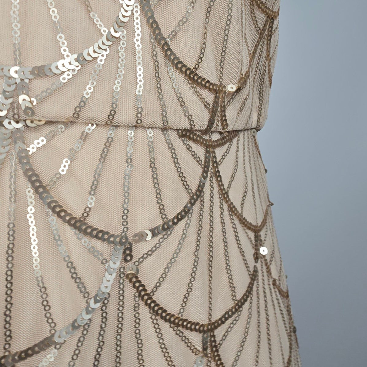 Sorella Vita Cream Gold Sequined Grad Event Gown Size 12