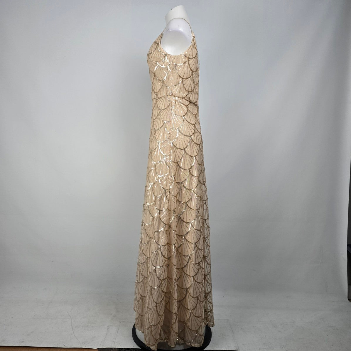Sorella Vita Cream Gold Sequined Grad Event Gown Size 12