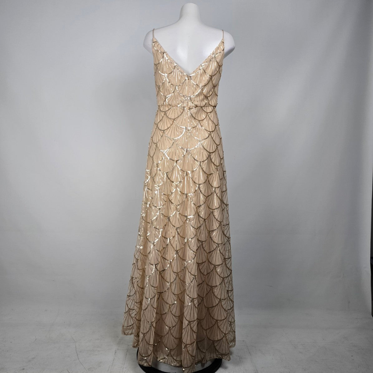 Sorella Vita Cream Gold Sequined Grad Event Gown Size 12