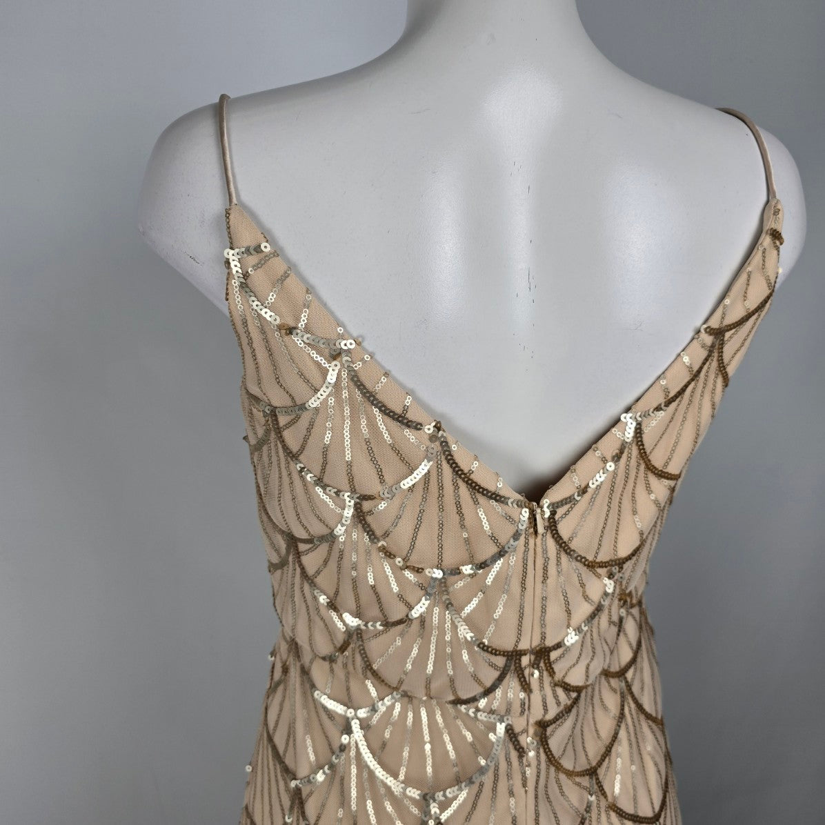 Sorella Vita Cream Gold Sequined Grad Event Gown Size 12