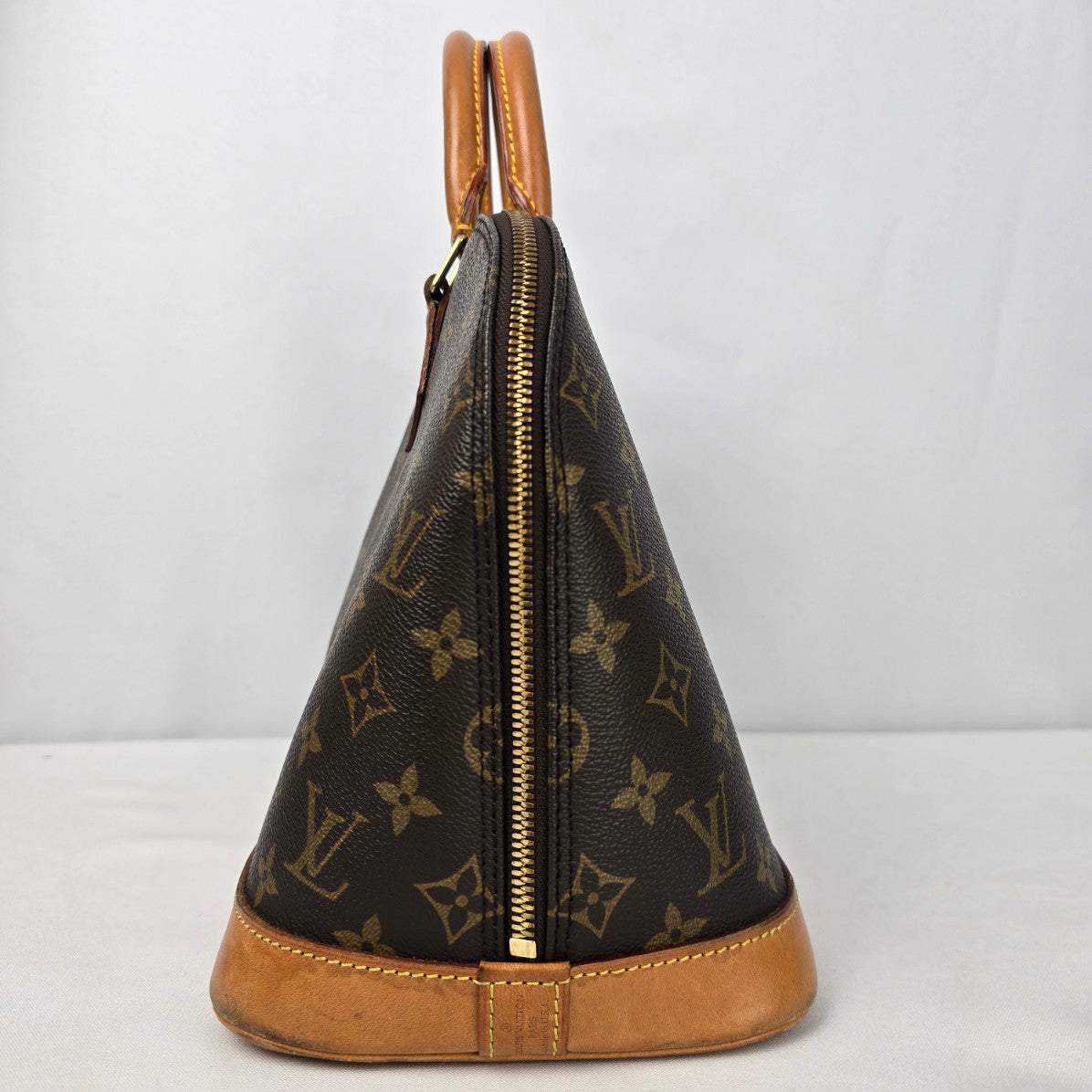 Louis Vuitton Alma Vachetta Leather Monogram Top Handle Satchel Purse