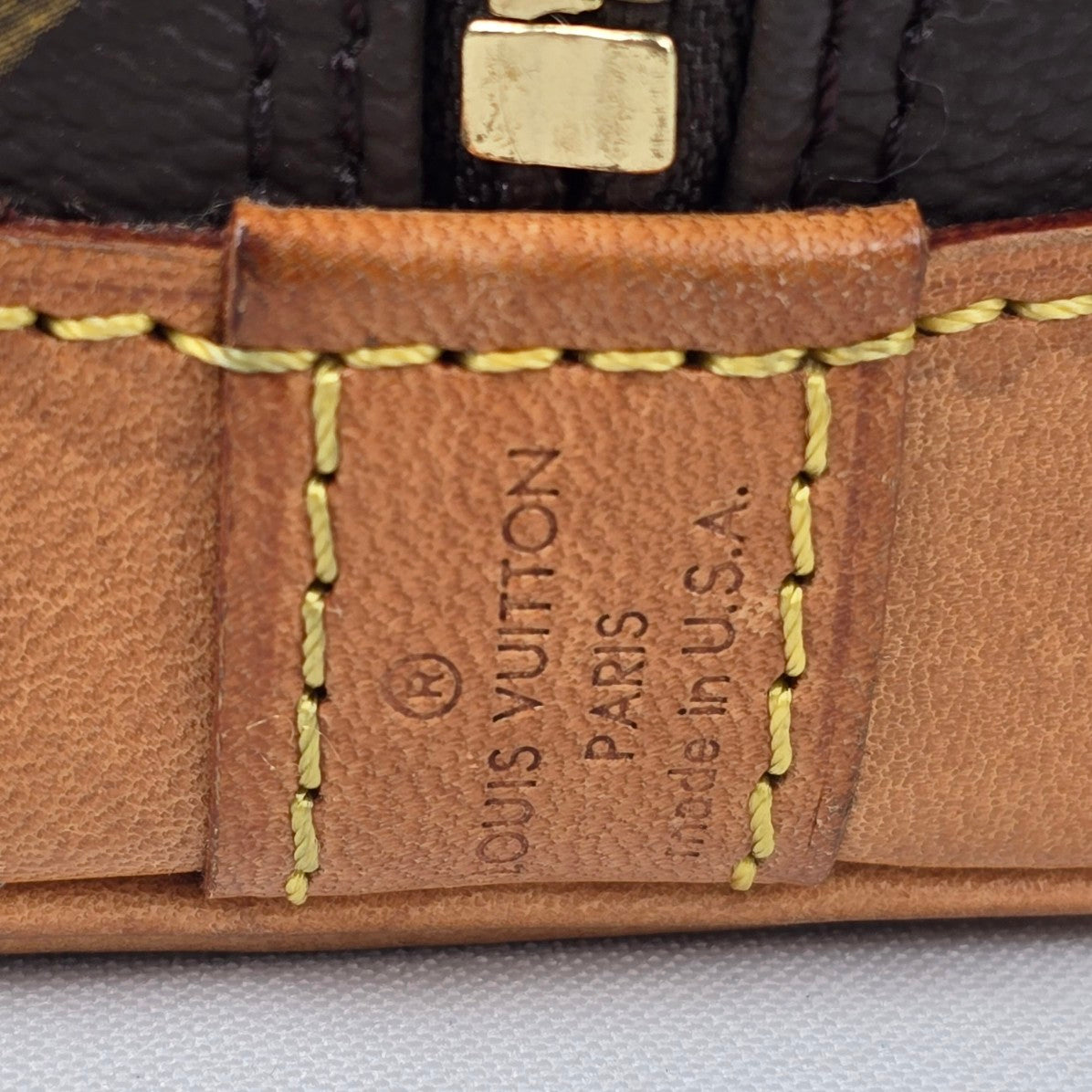 Louis Vuitton Alma Vachetta Leather Monogram Top Handle Satchel Purse