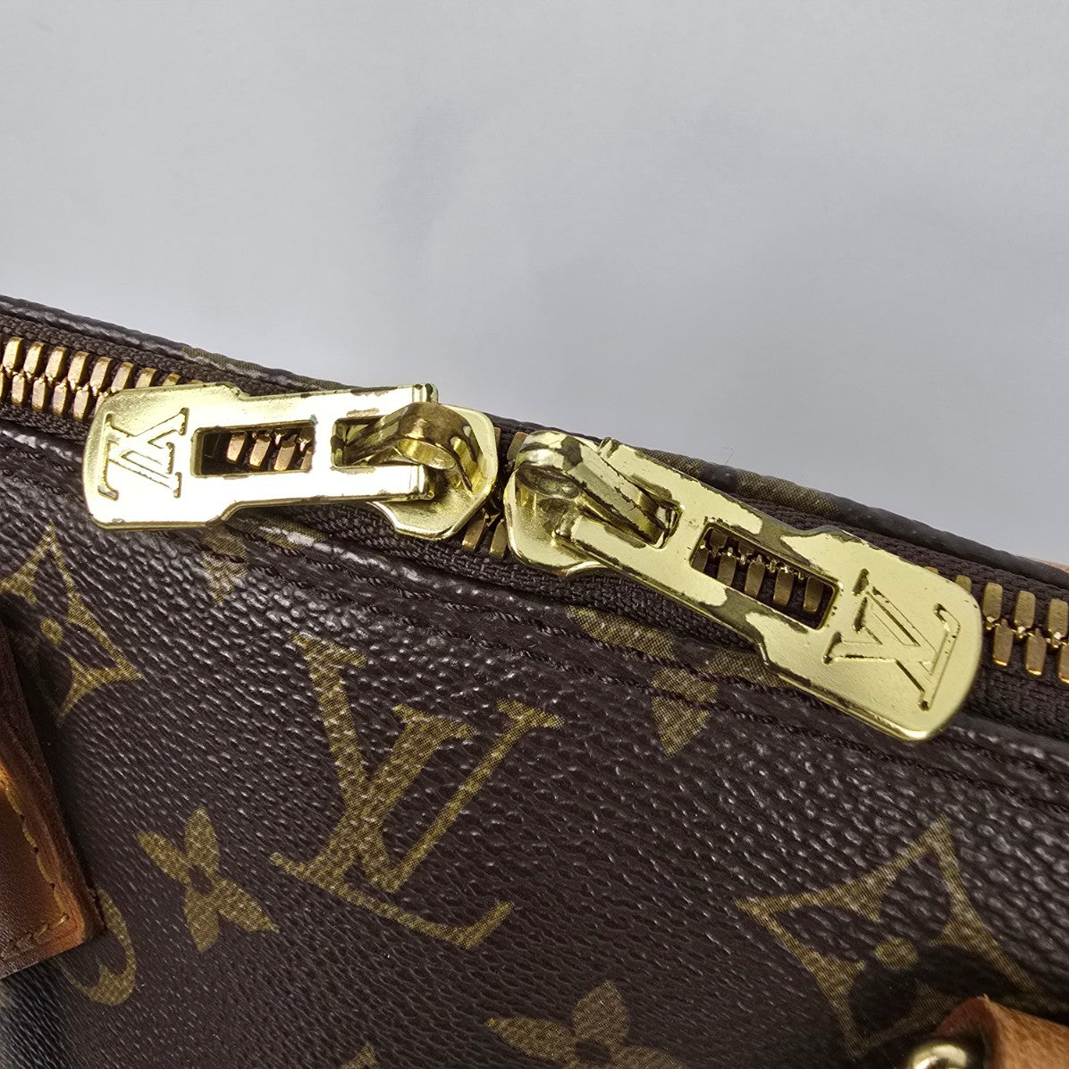 Louis Vuitton Alma Vachetta Leather Monogram Top Handle Satchel Purse