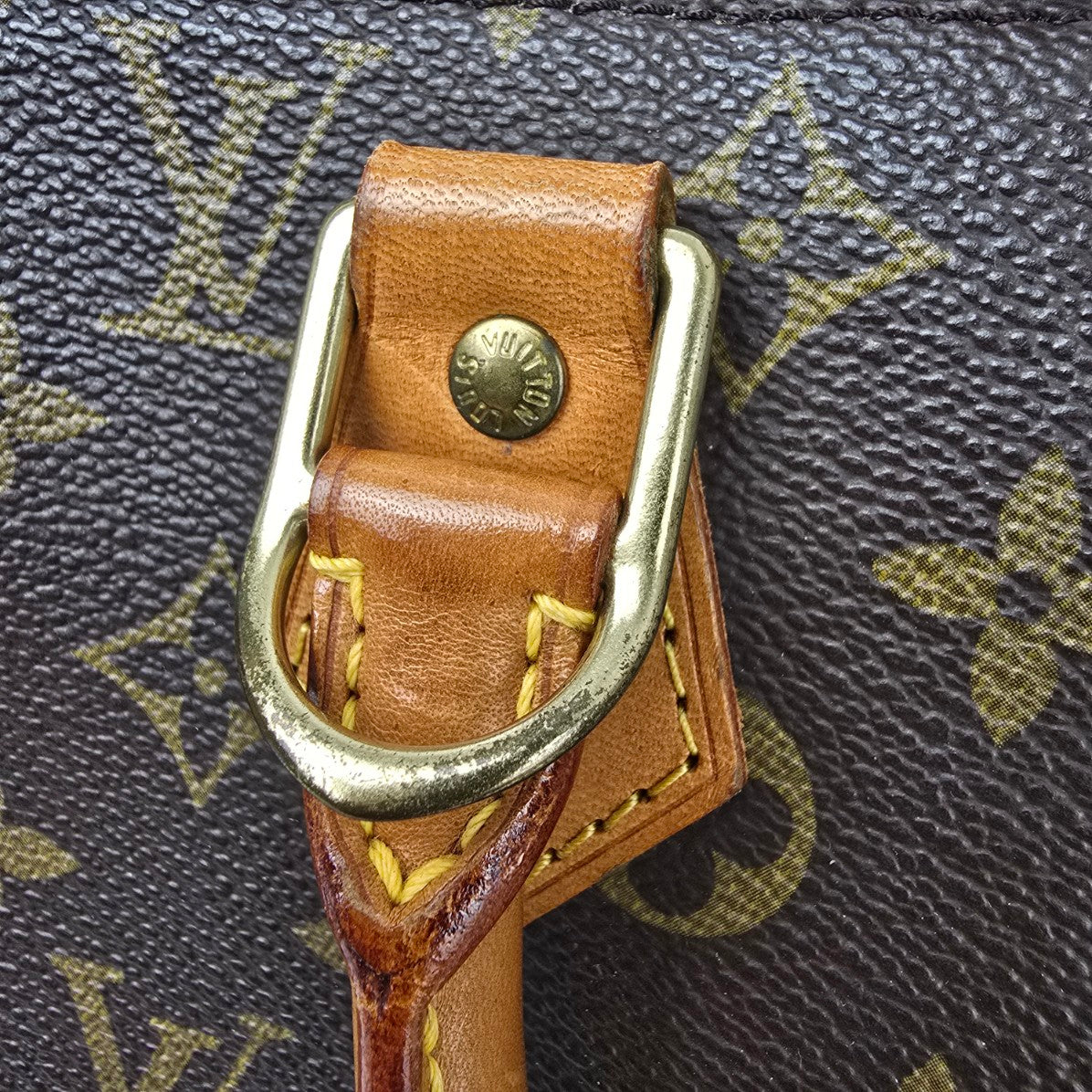 Louis Vuitton Alma Vachetta Leather Monogram Top Handle Satchel Purse