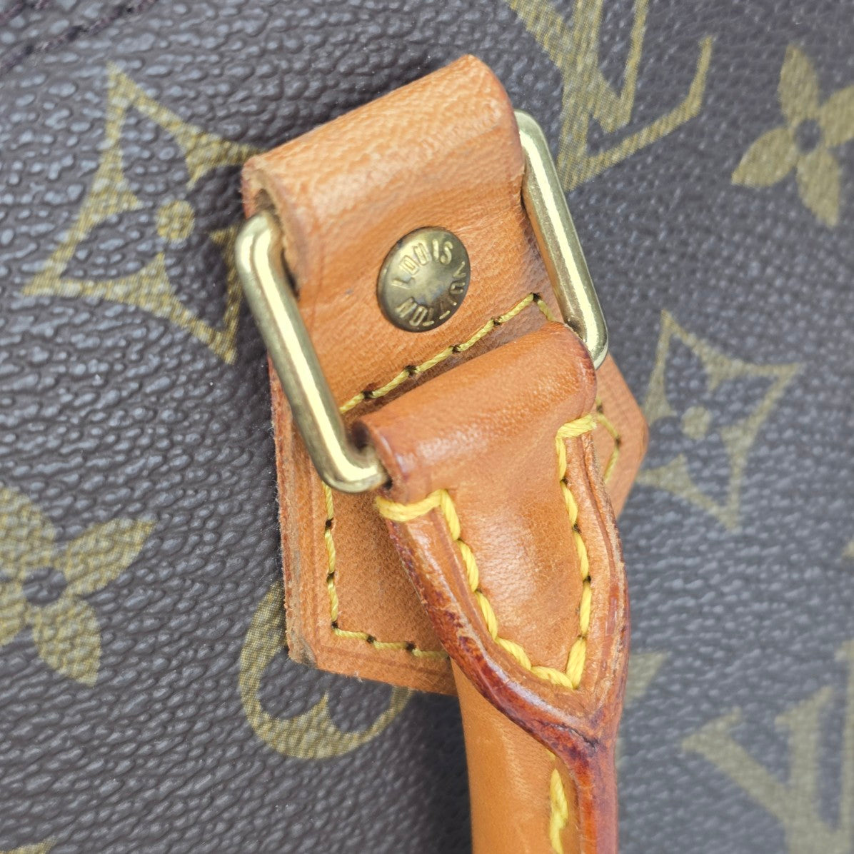 Louis Vuitton Alma Vachetta Leather Monogram Top Handle Satchel Purse