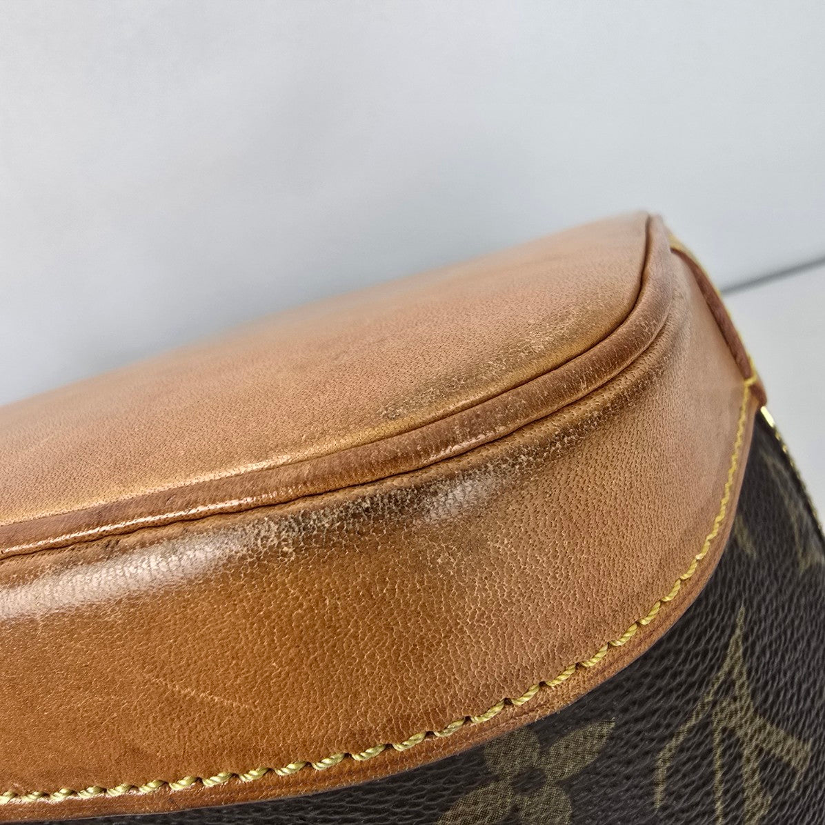 Louis Vuitton Alma Vachetta Leather Monogram Top Handle Satchel Purse