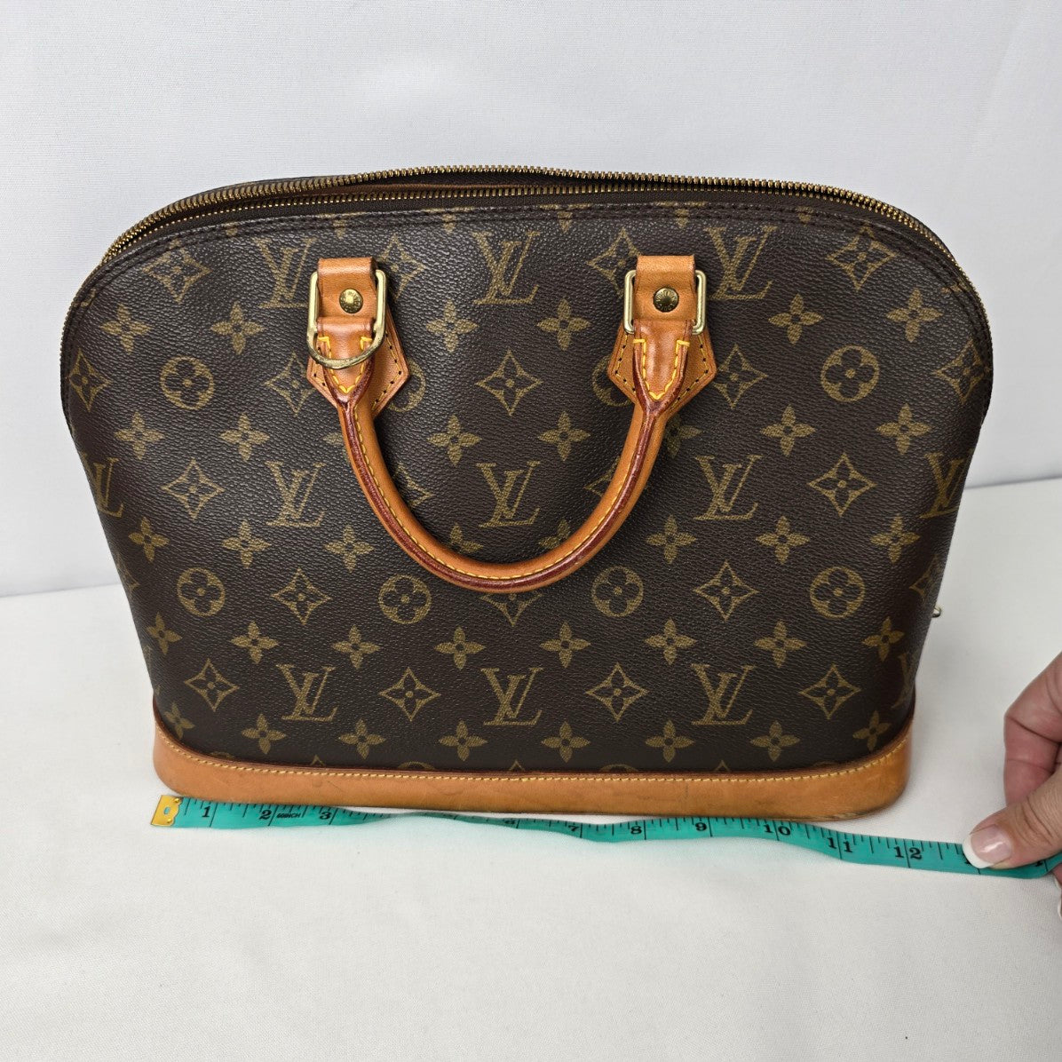 Louis Vuitton Alma Vachetta Leather Monogram Top Handle Satchel Purse