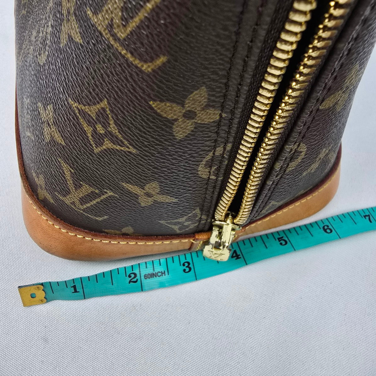 Louis Vuitton Alma Vachetta Leather Monogram Top Handle Satchel Purse