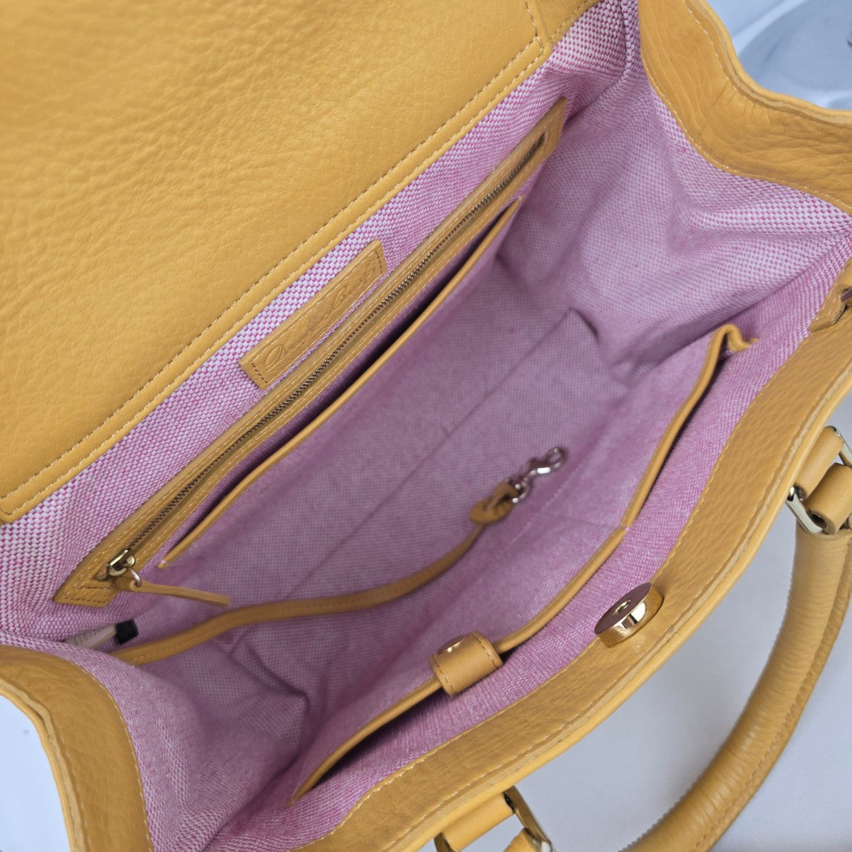 Dooney & Bourke Yellow Pebbled Leather Satchel Purse