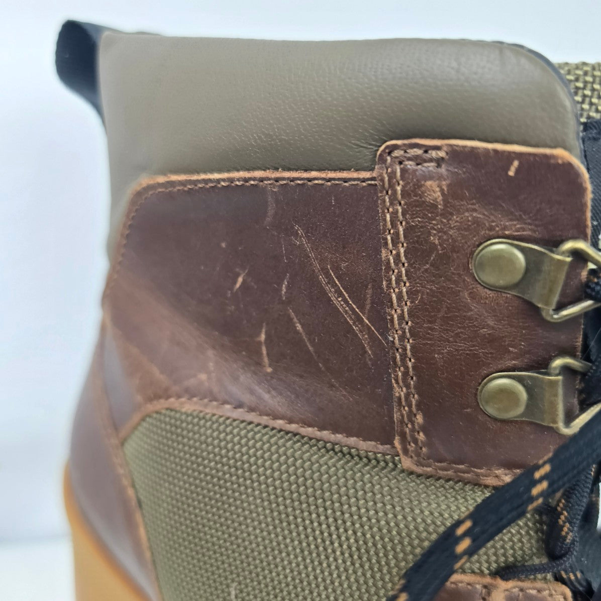 Sorel Brown Leather Brex Chunky Heel Lace Up Ankle Boots Size 11