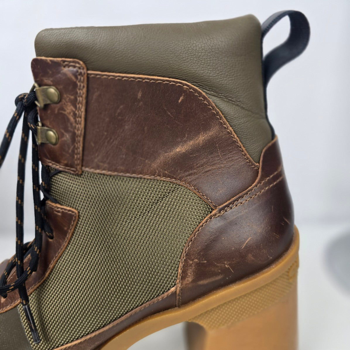 Sorel Brown Leather Brex Chunky Heel Lace Up Ankle Boots Size 11